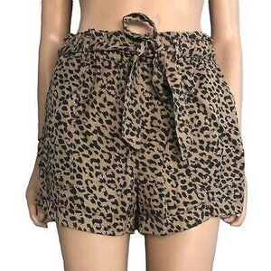 Aerie Brown & Black Leopard Print High-Waisted Tie-Front Women's Shorts Size S